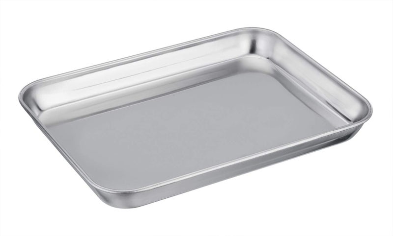 TeamFar Pure Stainless Steel Toaster Oven Pan Tray Ovenware, 7''x9.3''x1'', Heavy Duty & Healthy, Mirror Finish & Easy clean, Deep Edge, Dishwasher Safe (18/0 Steel) - Image 1
